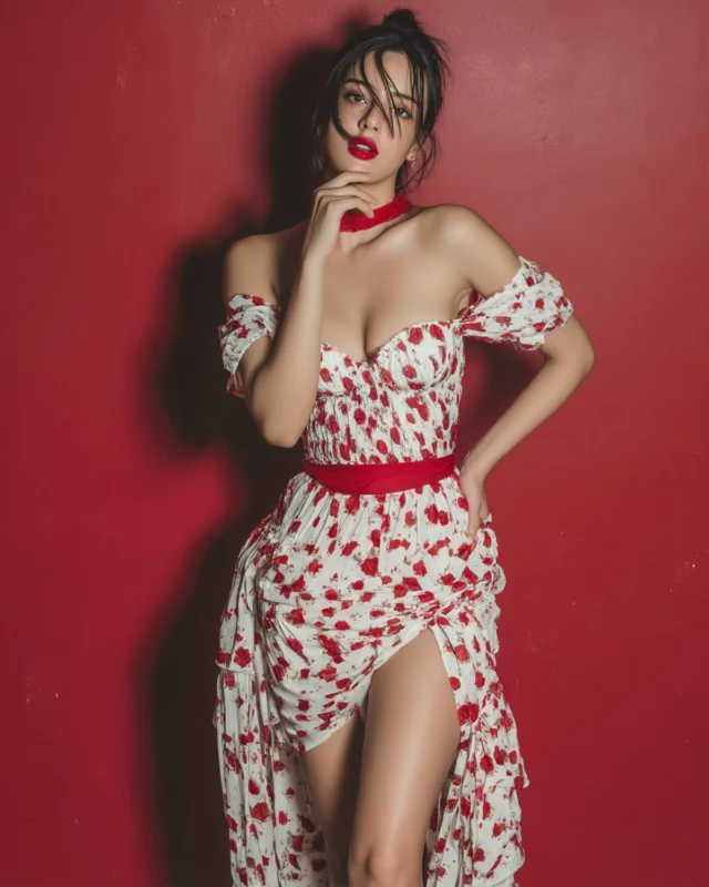 Soft petals, sharp gaze.Romance and fire stitched into every thread.#ModernMuse #RomanticAesthetic #BoldBeauty #FashionPortrait #CinematicLighting #RedVelvetVibes #FeminineFierce #FloralFantasy #LuxuryStyle #GlowUp #EditorialLook #VisualMood #PortraitPerfection